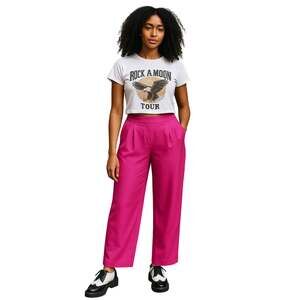Ann May 100% Silk Fuchsia High Waist Tapered Pants Women’s Size 10 vibrant art